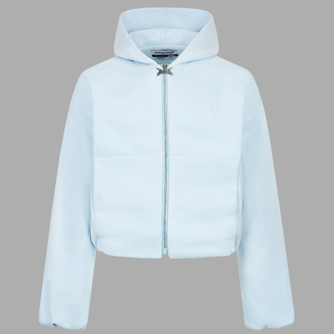 heavy cropped double layer zip hoodie [FULL ZIP] - ICE BONBON