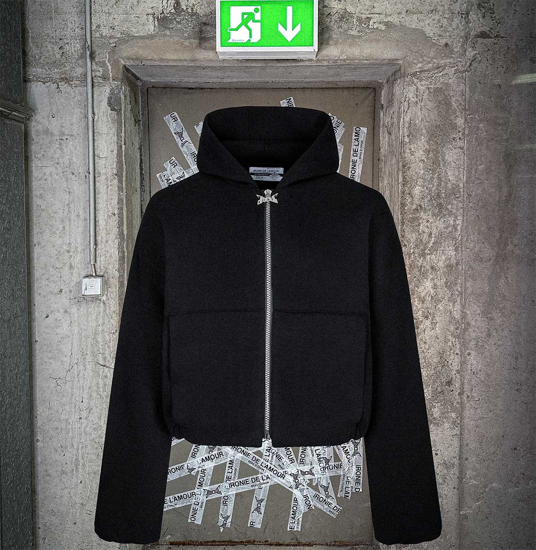 heavy cropped double layer zip hoodie [FULL ZIP]