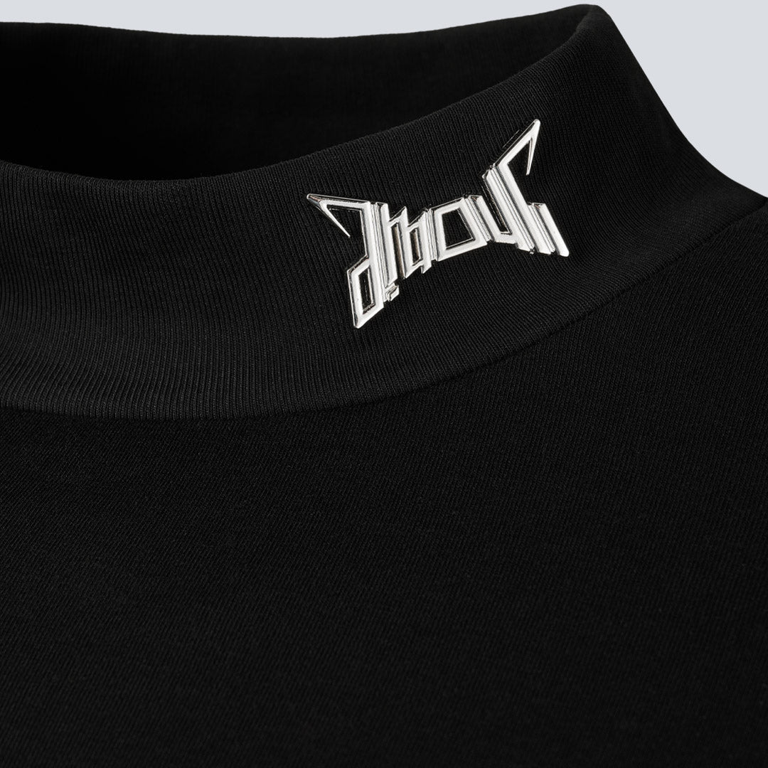 heavy regular tee [MOCK NECK] - OBSIDIAN